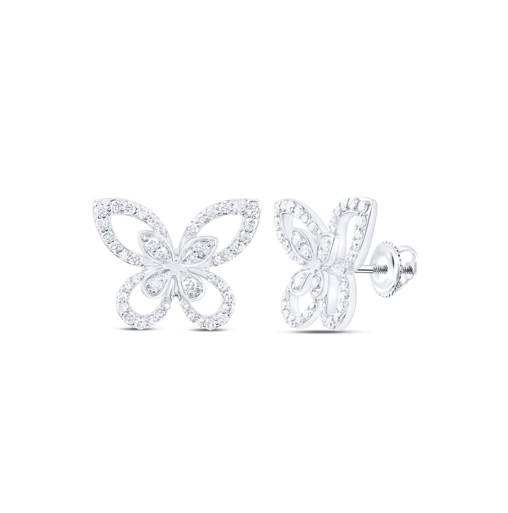 10kt Yellow Or White Gold 1/2 Ctw Dia Nk Butterfly Fashion Earring
