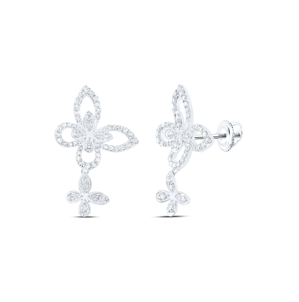 10kt Yellow Or White Gold 1/2 Ctw Dia Nk Butterfly Fashion Dangling Earring