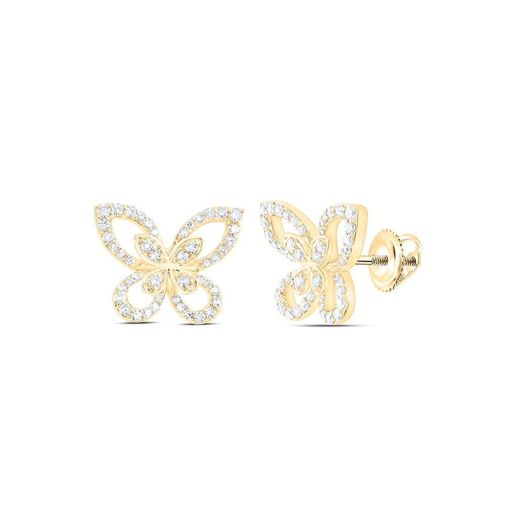 10kt Yellow Or White Gold 1/3 Ctw Dia Nk Butterfly Fashion Earring
