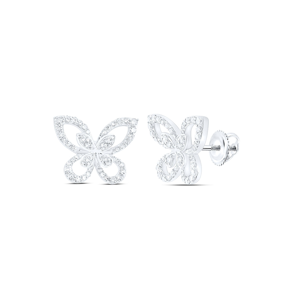 10kt Yellow Or White Gold 1/3 Ctw Dia Nk Butterfly Fashion Earring