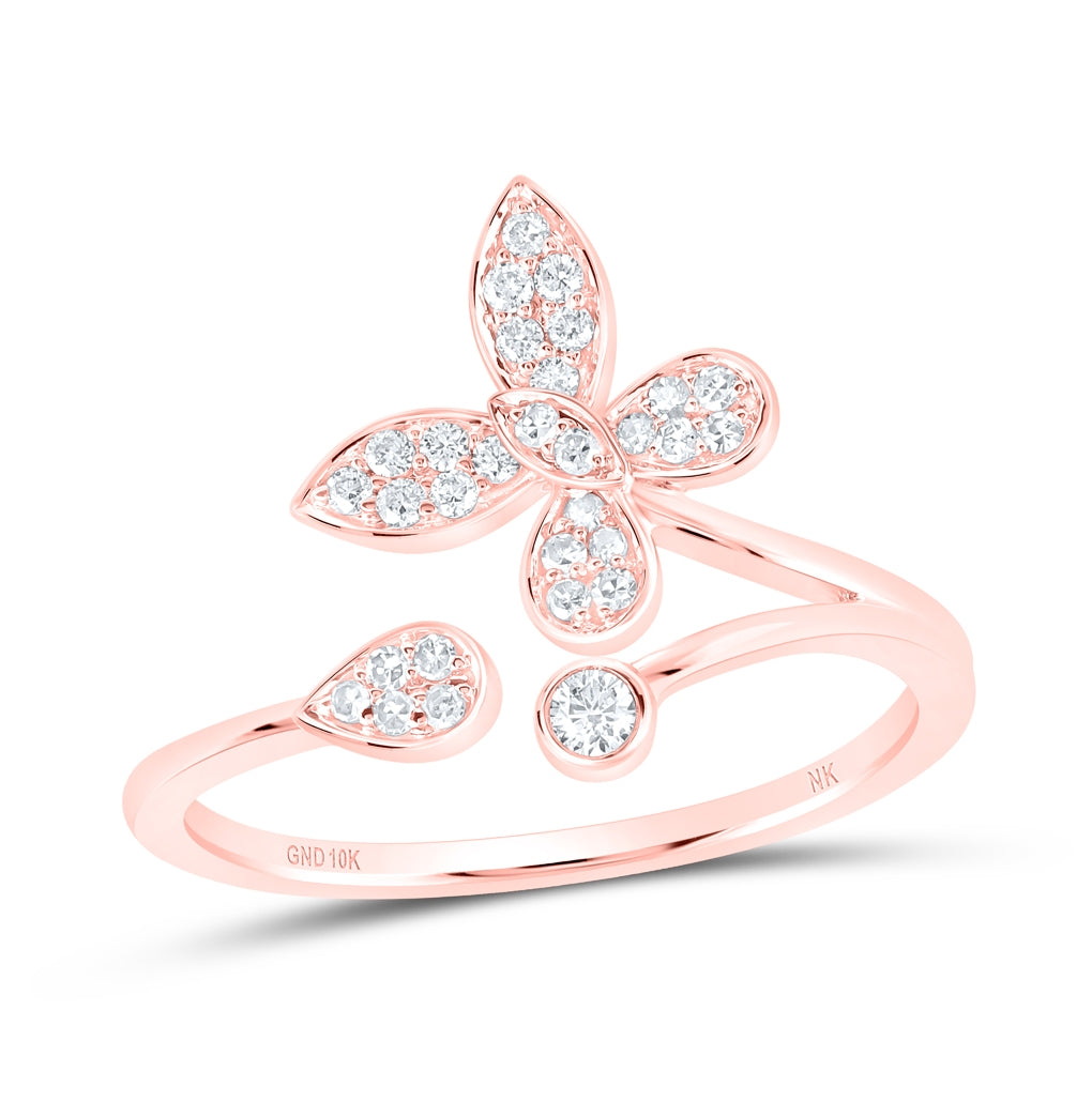 10kt Yellow Or White Or Rose Gold 1/5 Ctw Dia Nk Butterfly Fashion Ring