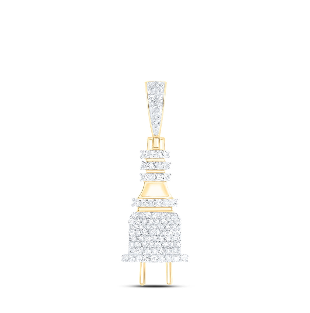 10kt Yellow Gold 1/3 Ctw Diamond Nk Power Plug Men's Charm
