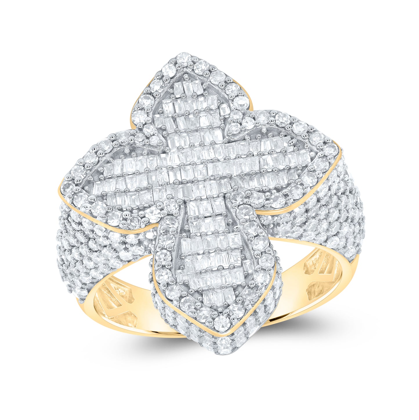 10kt Yellow Gold 2 5/8ct Diamond Nk Mens Cross Ring