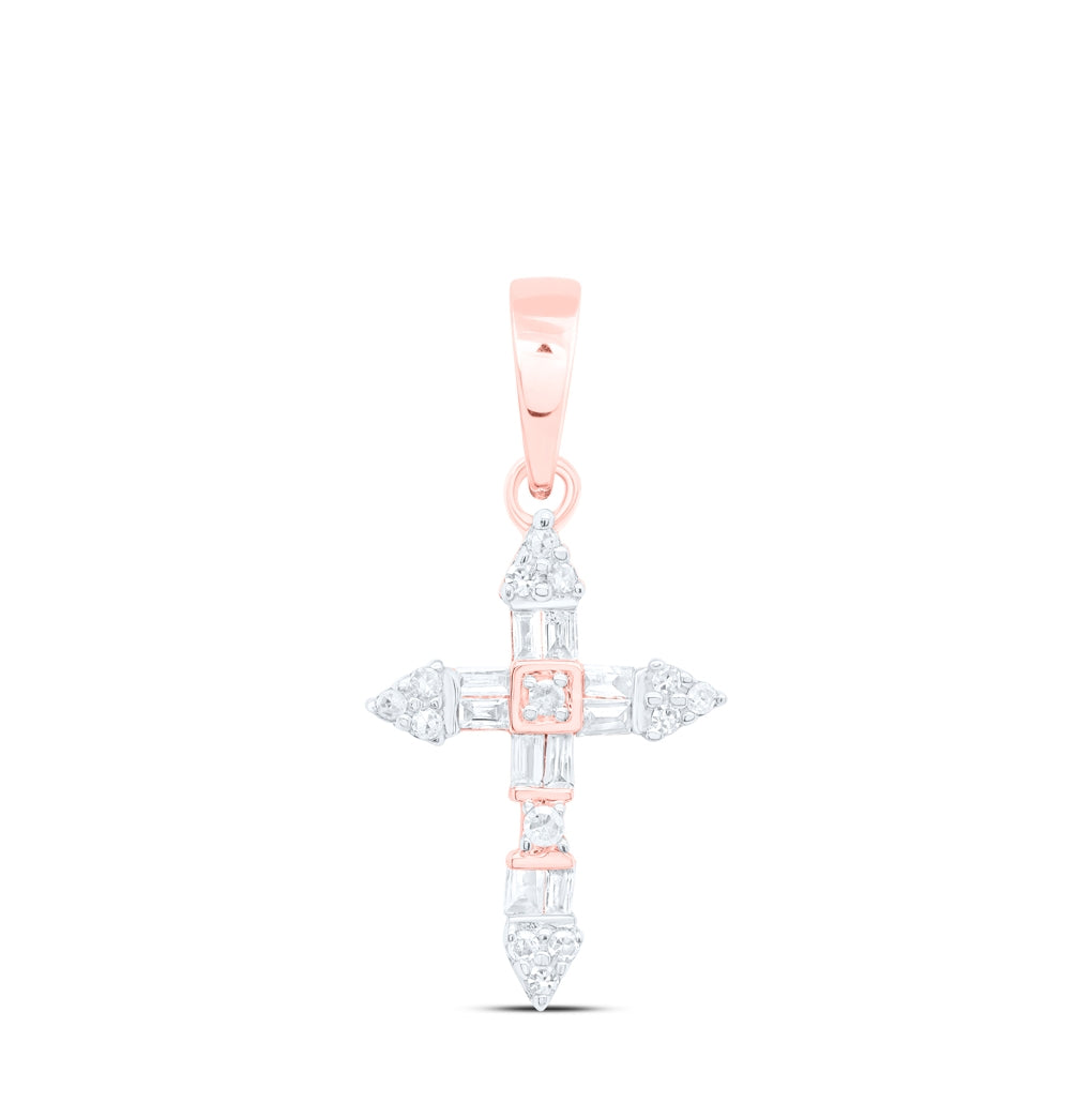 10K Yellow Or White Or Rose Gold 1/10 Ctw Dia Nk Gift Cross Pendant