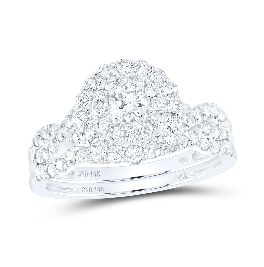 14K Yellow Or White Gold 1ctw Diamond Nke 1/5ct-crd Bridal Set Double Halo