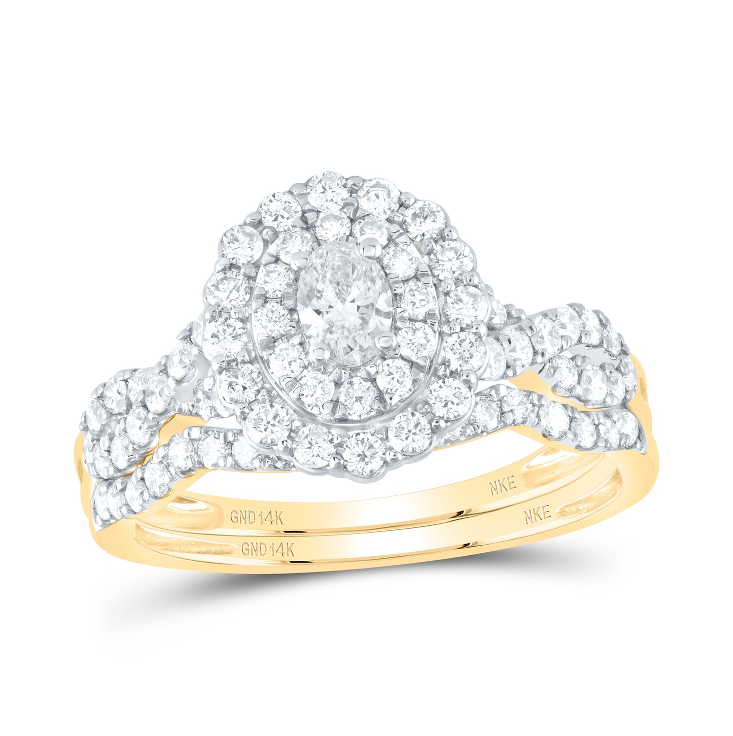 14K Yellow Or White Gold 1ctw Diamond Nke 1/5ct-cov Bridal Set Double Halo