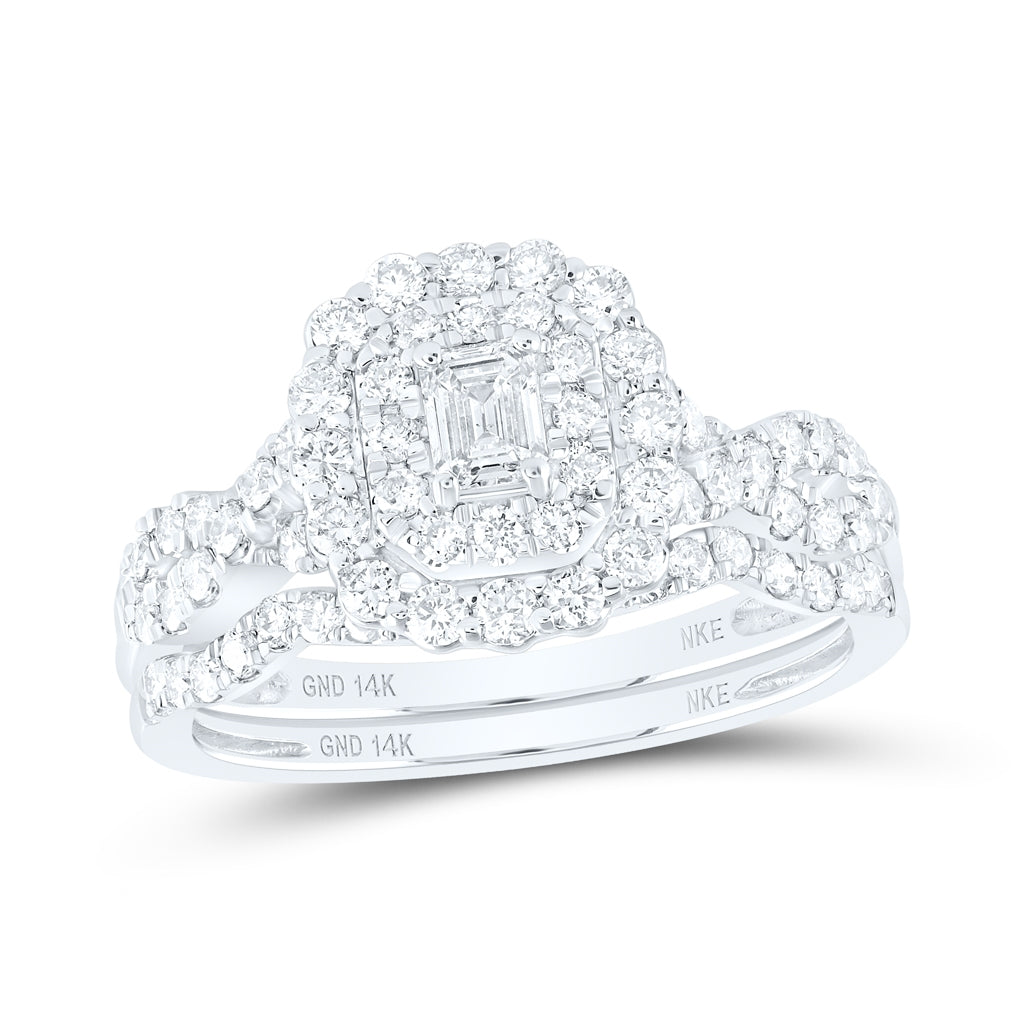 14K Yellow Or White Gold 1ctw Diamond Nke 1/5ct-cem Bridal Set Double Halo