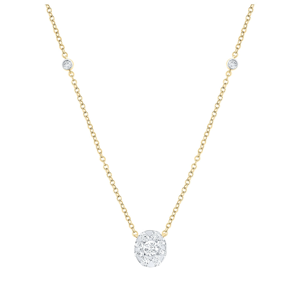 14kt Yellow Gold 5/8ctw Diamond Cn Fashion Round Shape Necklace(18 Inch)