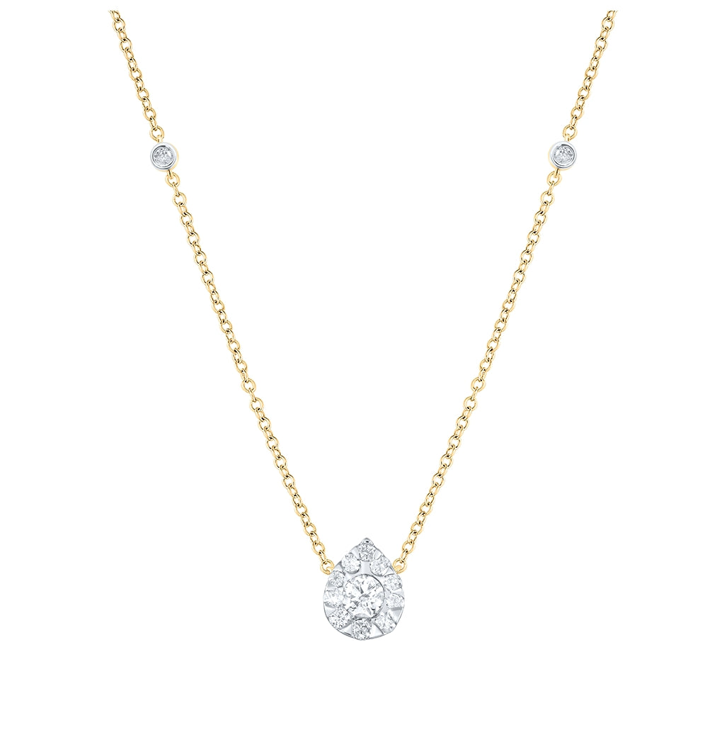 14kt Yellow Gold 5/8ctw Diamond Cn Fashion Pear Shape Necklace(18 Inch)