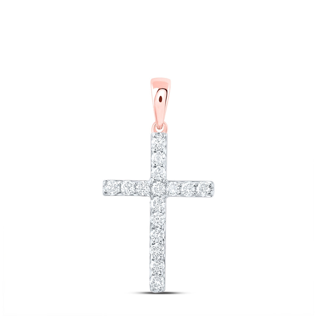 10K Yellow Or White Or Rose Gold 1/3ctw Diamond Nk Cross Pendant