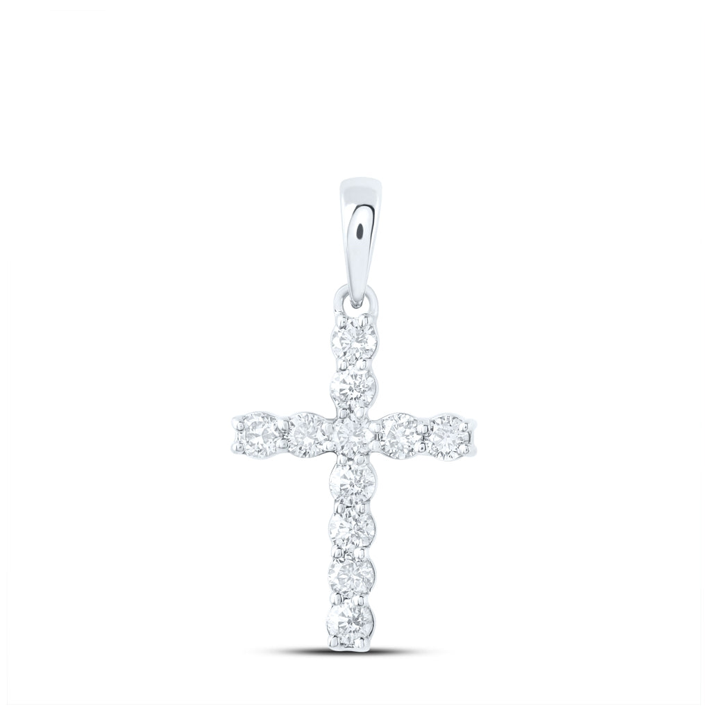 10K Yellow Or White Or Rose Gold 1/4ctw Diamond Nk Cross Pendant