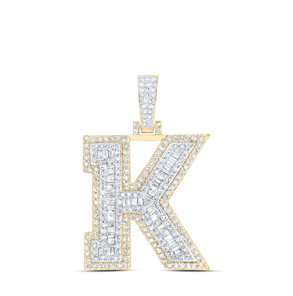 10kt Yellow Gold Diamond Nk Initial Mens Pendant