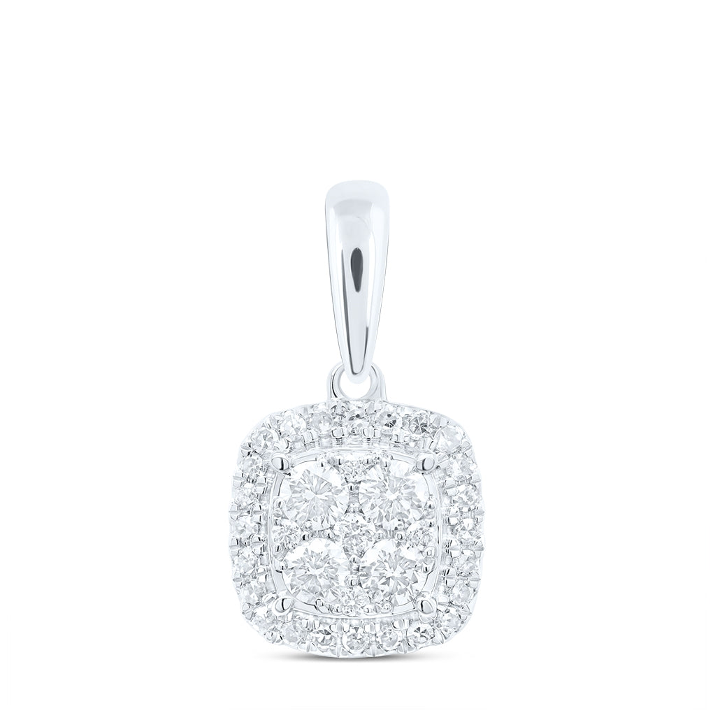 10K Yellow Or White Gold 3/8ctw Diamond Nk Fashion Square Pendant