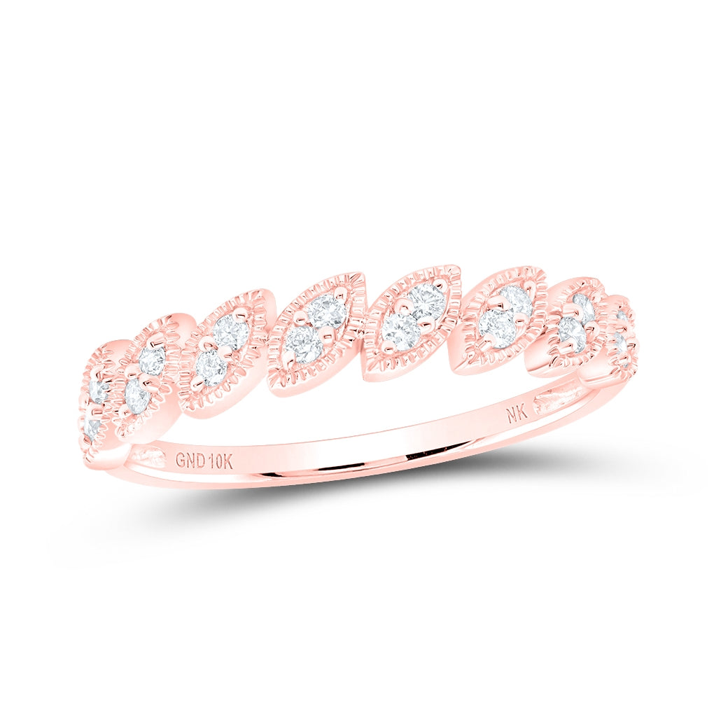 10kt Yellow Or White Or Rose Gold 1/6ctw Diamond Nk Gift Stackble Band