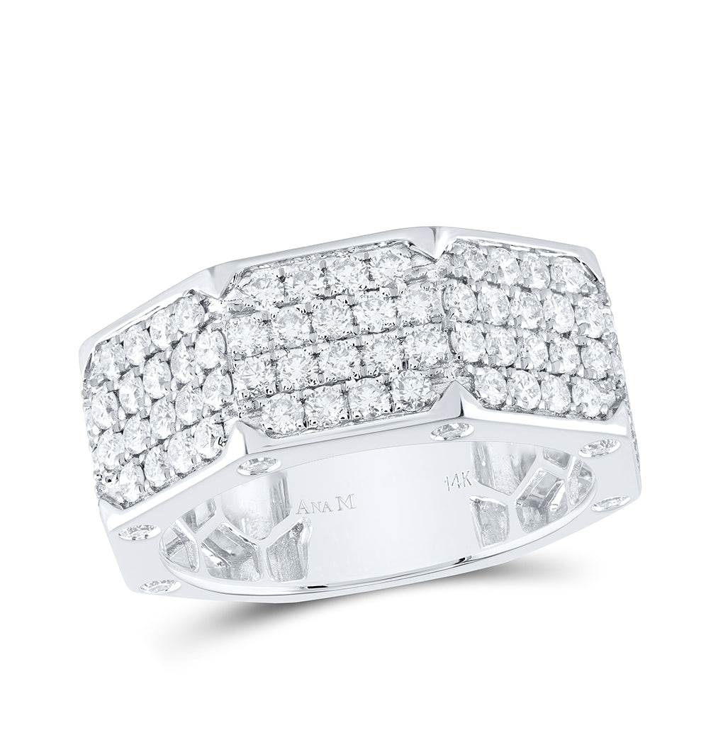 14kt White Gold 2 1/2ctw Diamond Ana M Bolt Mens Band