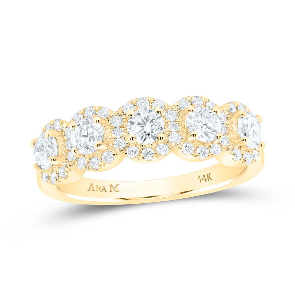 14K Yellow Or White Gold 1ctw Diamond Ana M Fashion Ladies Band