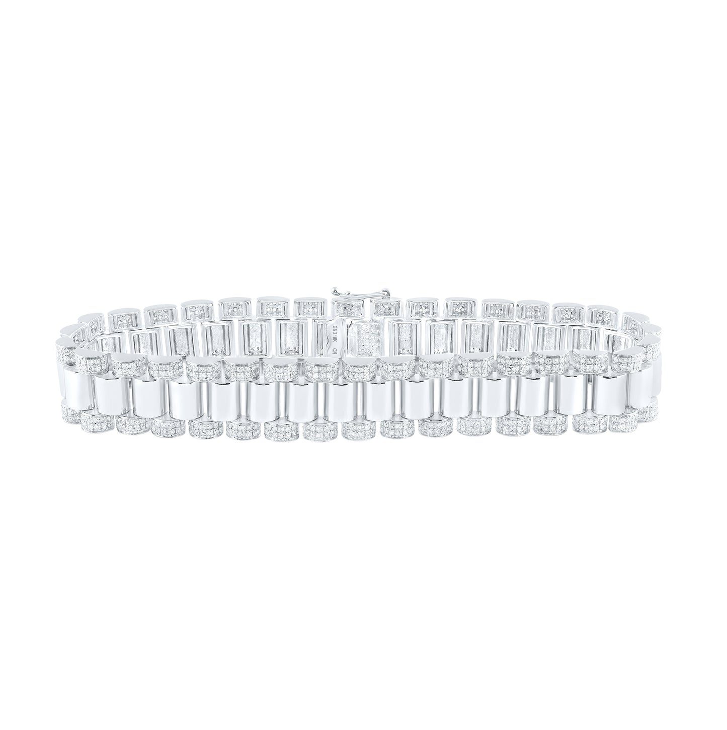 10kt Two-tone Or White Gold 4 1/3ctw Diamond Cn (13.5mm) Mens Bracelet (8.5 Inch)