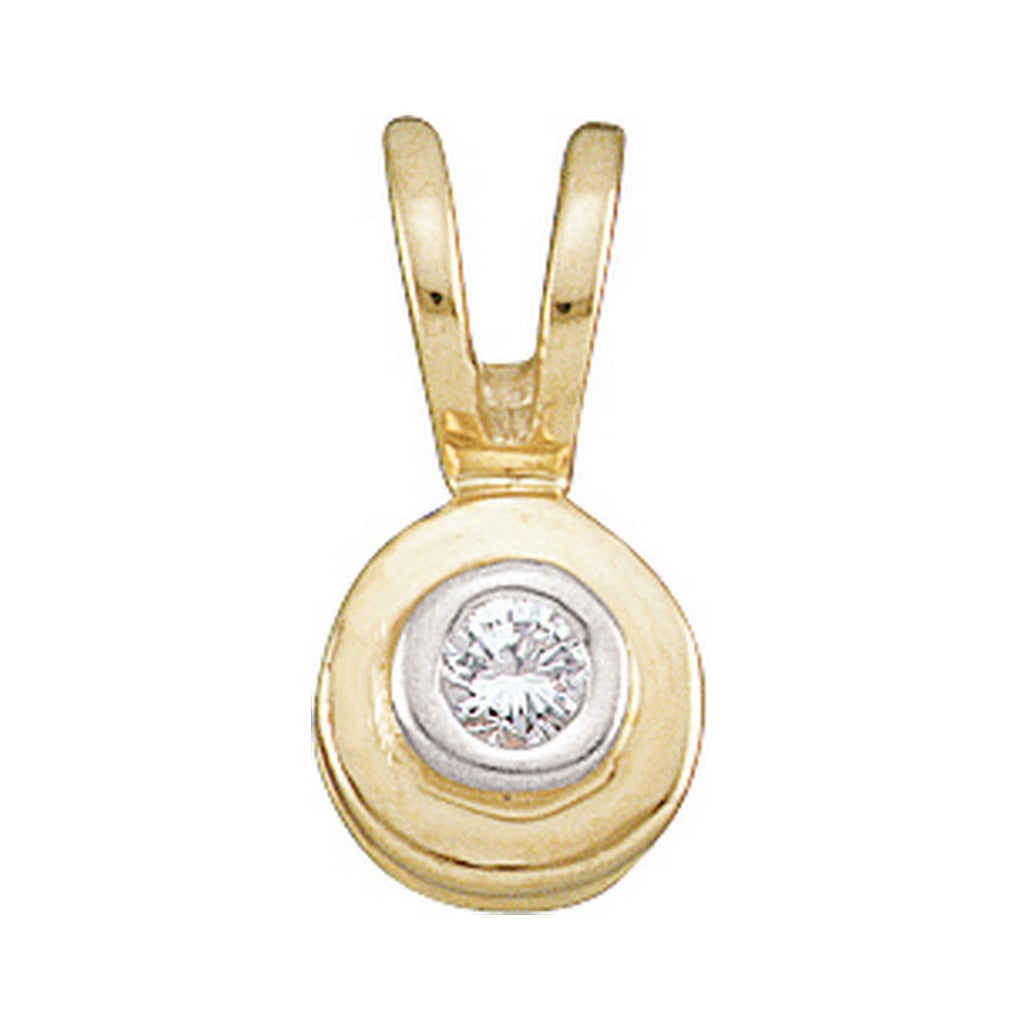 10K Yellow Gold Womens Round Diamond Solitaire Circle Pendant .03 Cttw