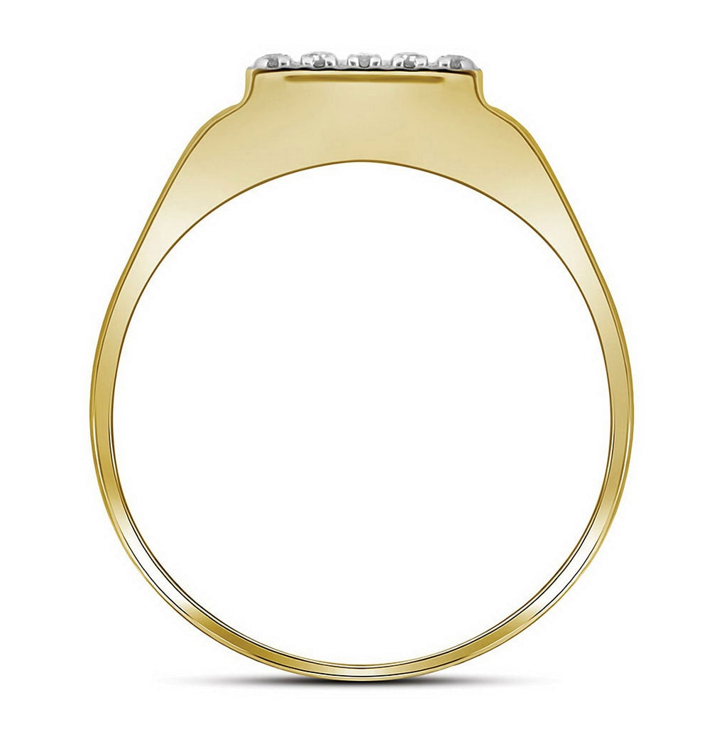 10kt Two-tone Gold Mens Round Diamond Square Ring 1/8 Cttw