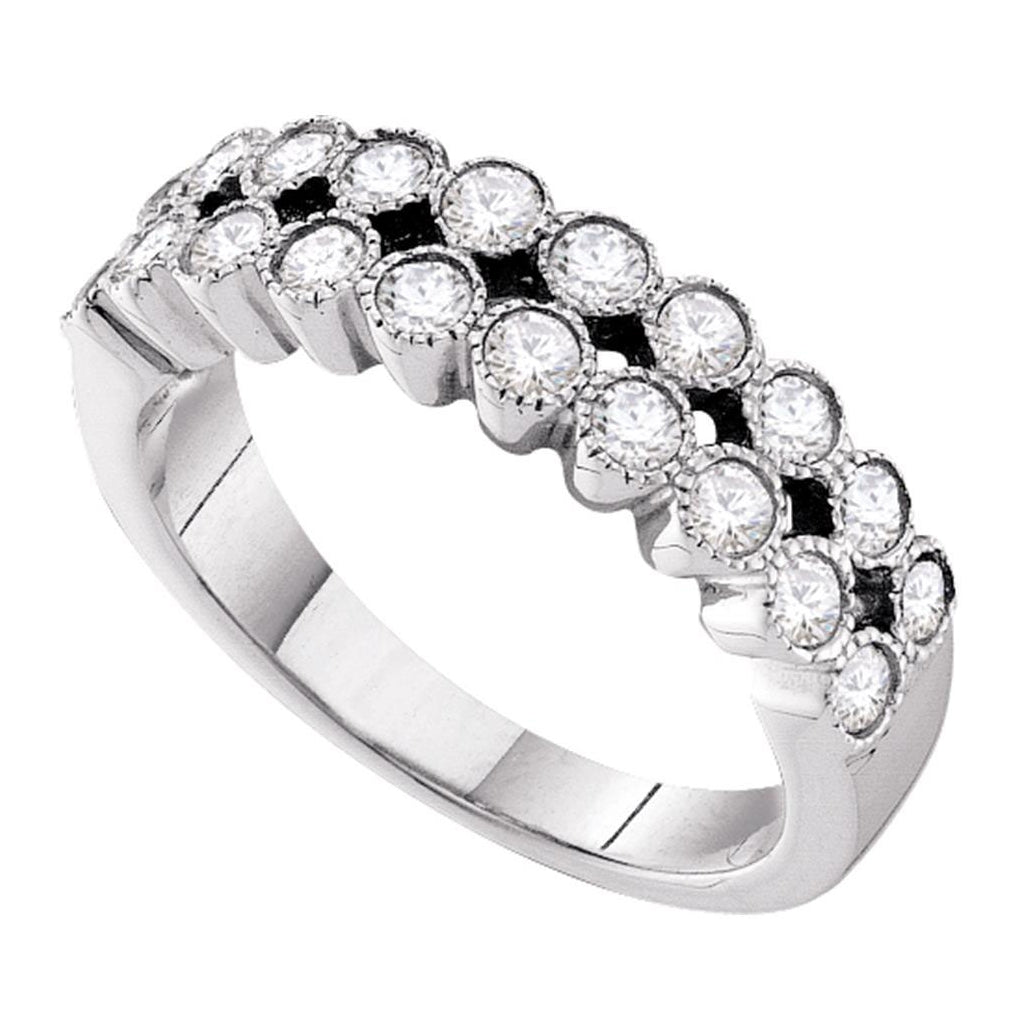 14kt White Gold Womens Round Diamond Milgrain Band Ring 3/4 Cttw