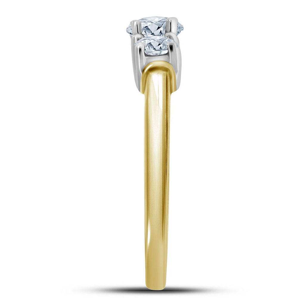 14kt Yellow Gold Womens Diamond 3-stone Engagement Bridal Ring 3/4 Cttw
