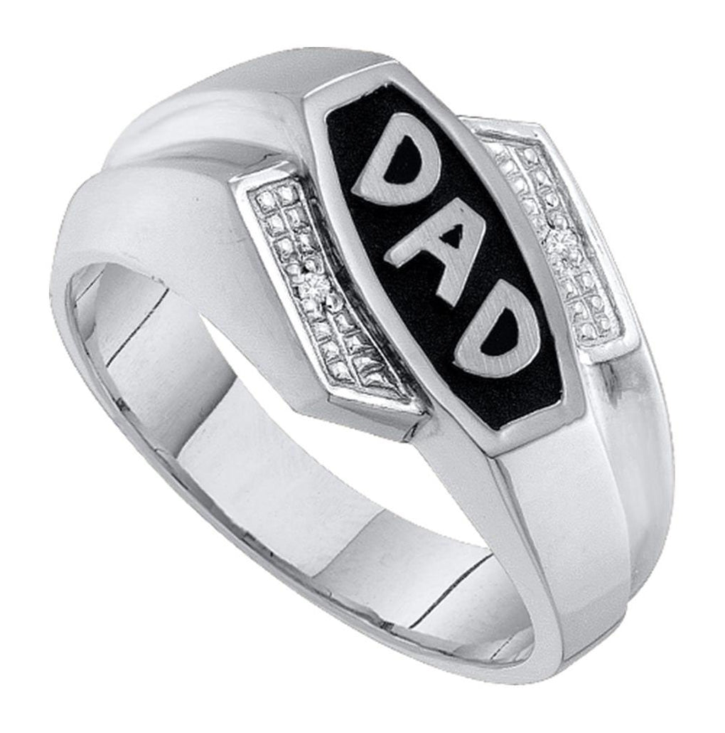 10K Yellow Or White Gold Mens Round Diamond Dad Father Ring .01 Cttw, Mens Size: 7-13