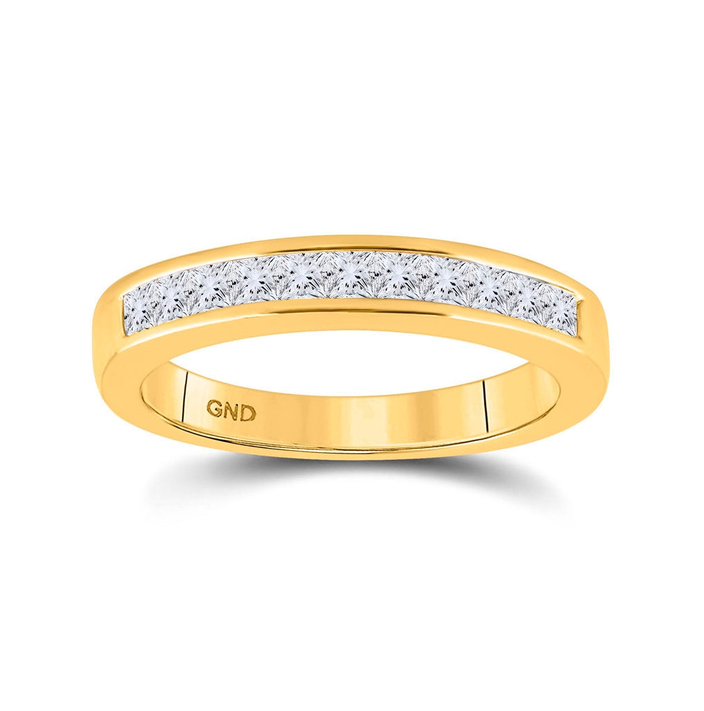 14kt Yellow Gold Womens Princess Channel-set Diamond Single Row Wedding Band 1/2 Cttw - Size 5
