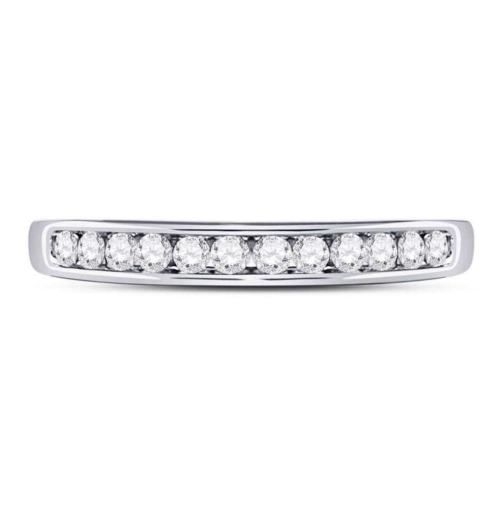 14kt White Gold Womens Round Diamond Wedding Channel Set Band 1/4 Cttw Size 8