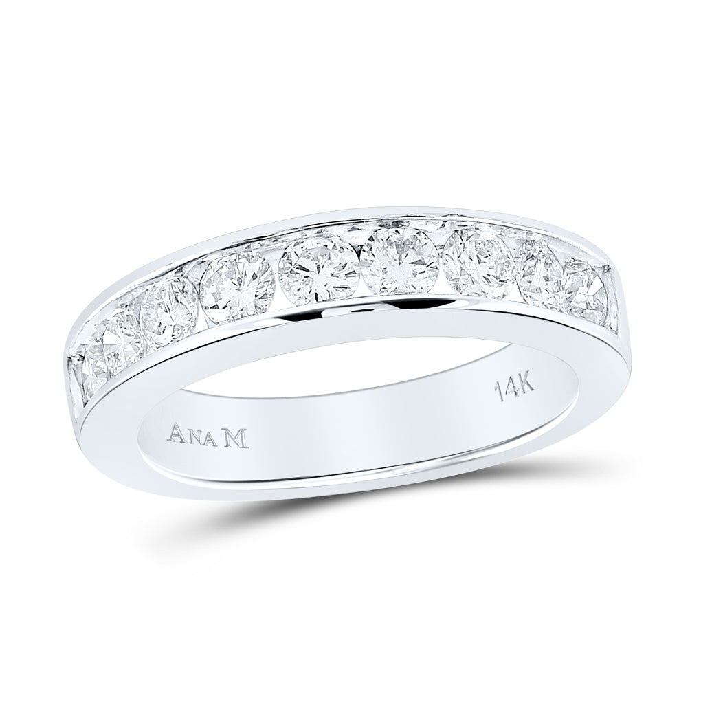 14kt White Gold Womens Round Channel-set Diamond Single Row Wedding Band 1.00 Cttw -