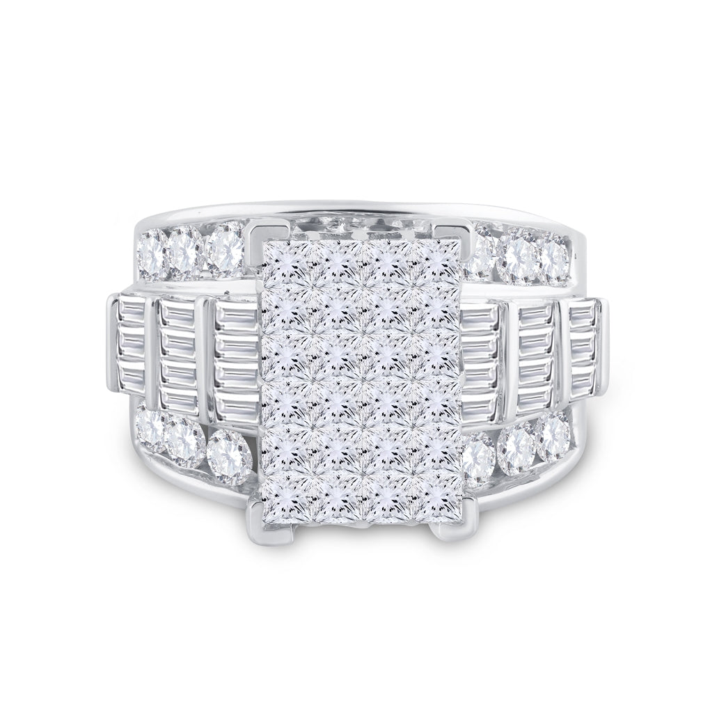 14K Yellow Or White Gold Princess Diamond Cluster Bridal Wedding Engagement Ring 4 Cttw, Womens Size: 5-10