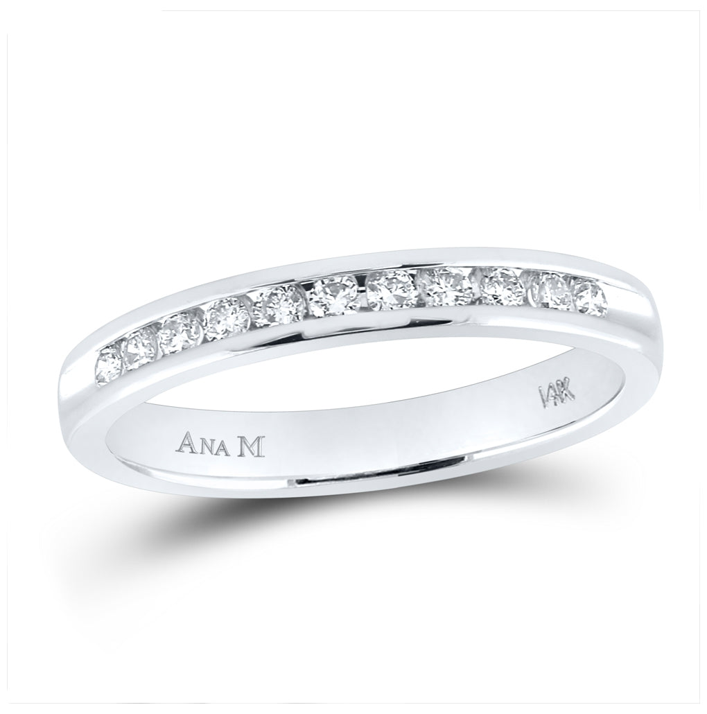 14K White Gold Womens Round Diamond Slender 2.5mm Wedding Band 1/4 Cttw, Womens Size: 5-10
