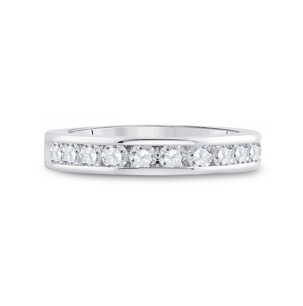 14K White Gold Womens Round Diamond Wedding Band 3/4 Cttw, Womens Size: 5-10