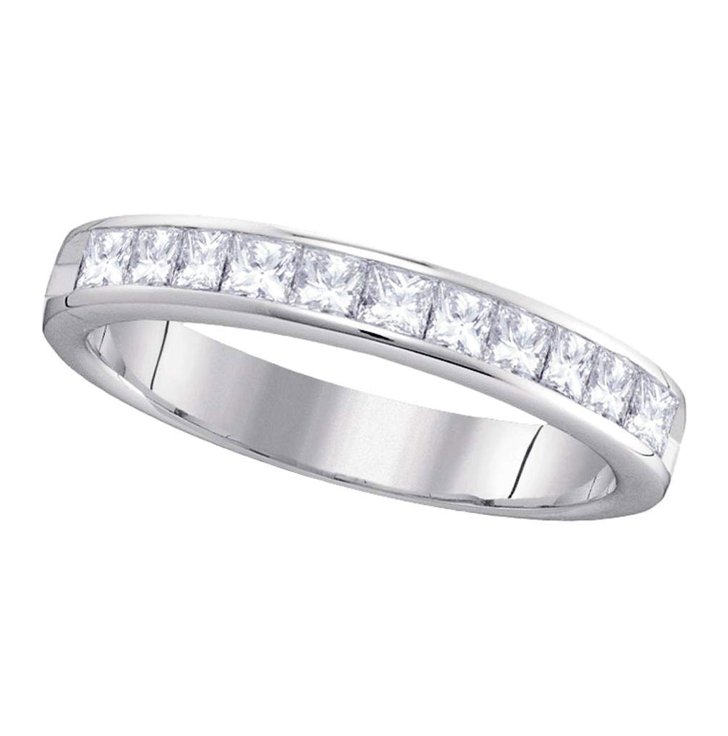 14kt White Gold Womens Princess Diamond 4mm Wedding Band Ring 3/4 Cttw