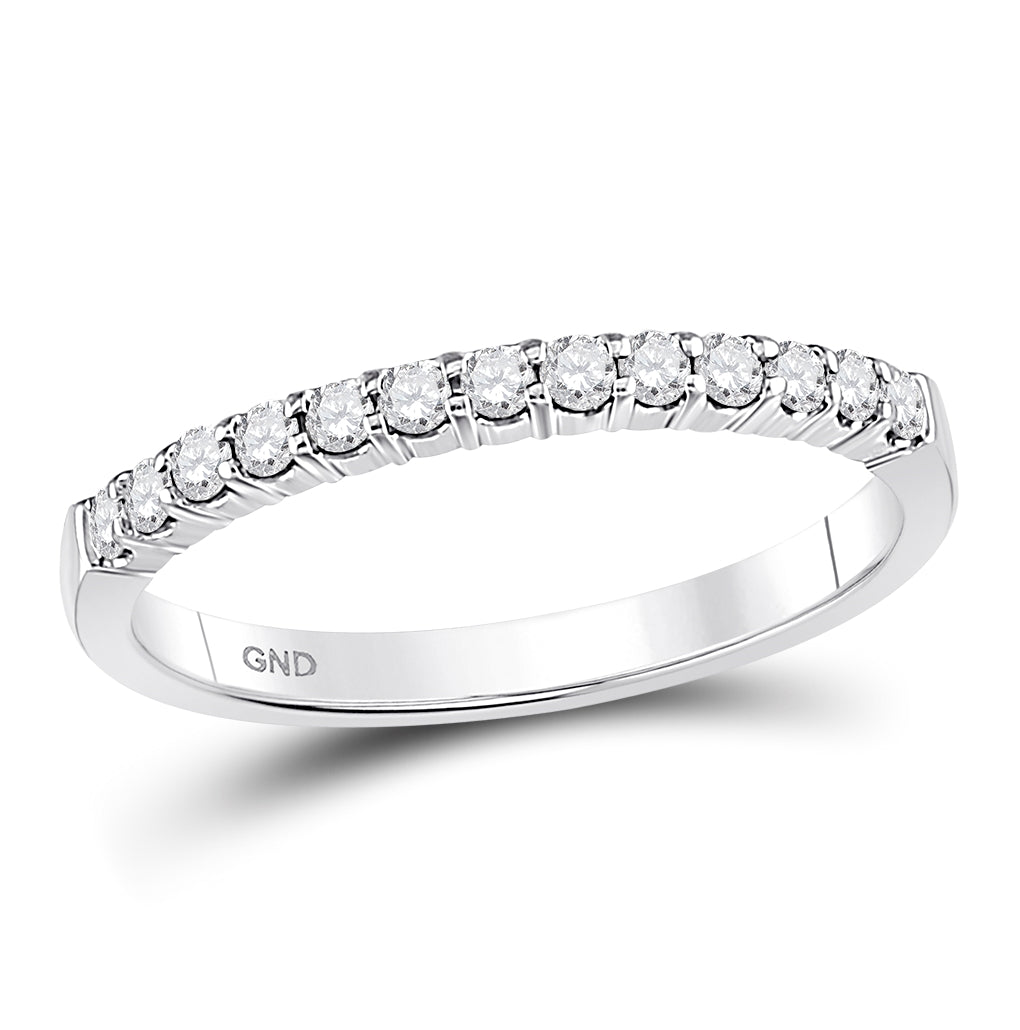 14K White Gold Womens Round Diamond Machine-set Wedding Band Ring 1/4 Cttw, Womens Size: 5-10