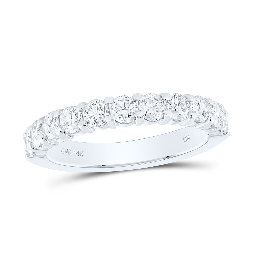 14K White Gold Womens Round Pave-set Diamond Wedding Band 1 Cttw, Womens Size: 5-10
