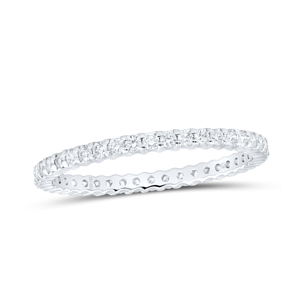 14K White Gold Womens Round Pave-set Diamond Eternity Wedding Anniversary Band 1/2 Cttw, Womens Size: 5-10