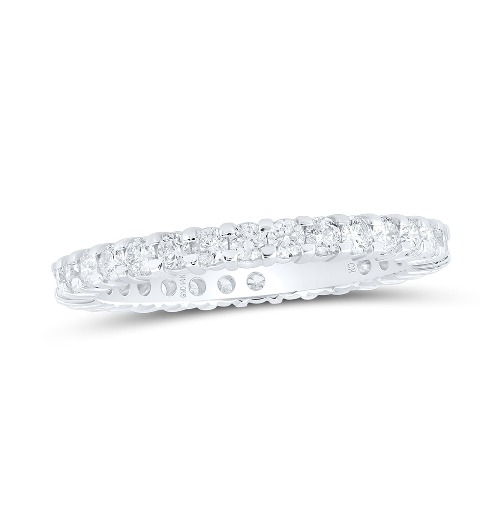 14K White Gold Womens Round Pave-set Diamond Eternity Wedding Anniversary Band 1 Cttw, Womens Size: 5-10