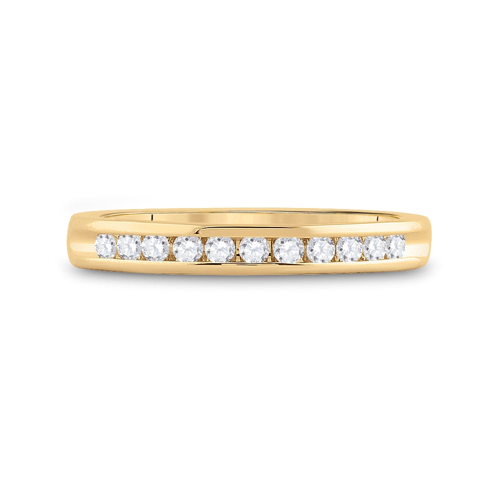 14K Yellow Gold Womens Round Diamond Wedding Band 1/4 Cttw, Womens Size: 5-10