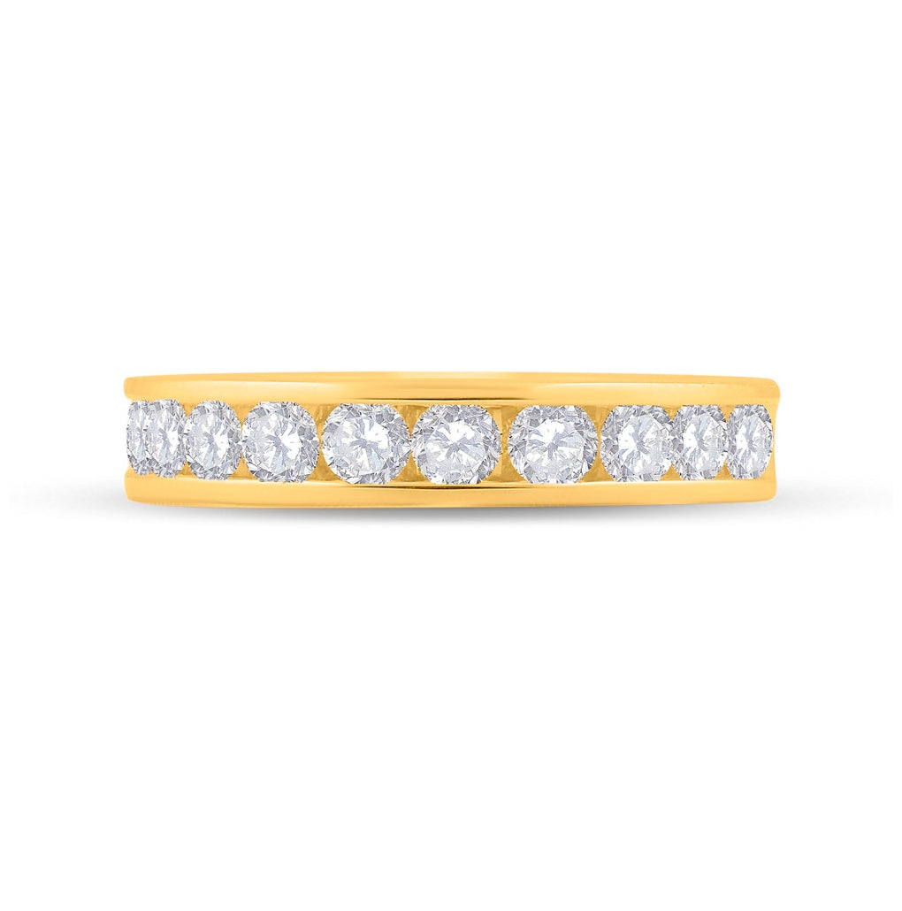 14K Yellow Gold Womens Round Diamond Wedding Single Row Band 1 Cttw, Womens Size: 5-10
