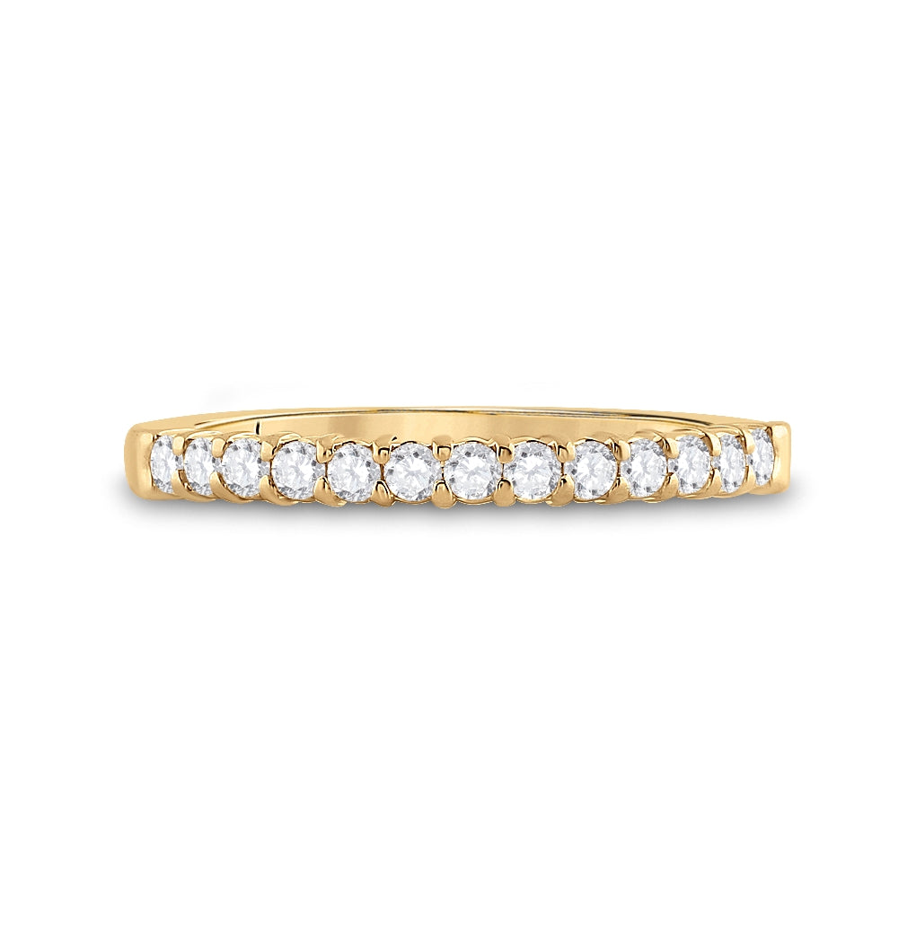 14K Yellow Gold Womens Round Dia. Wedding Single Row Band 0.25 ctw, Women's Size: 5-10