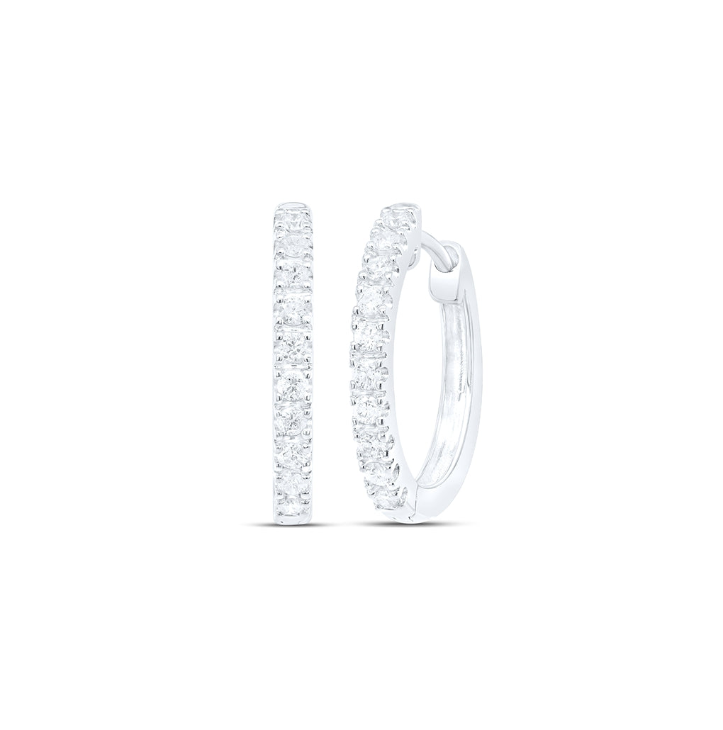 10kt White Gold 1/4ct Diamond Cn Fashion High Hoops Earring