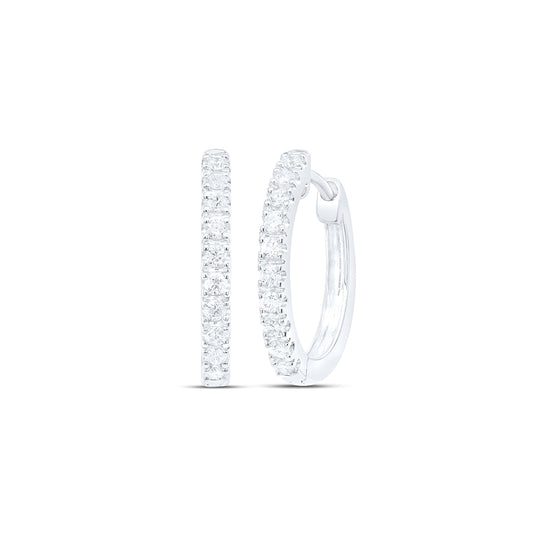 10kt White Gold 1/4ct Diamond Cn Fashion High Hoops Earring