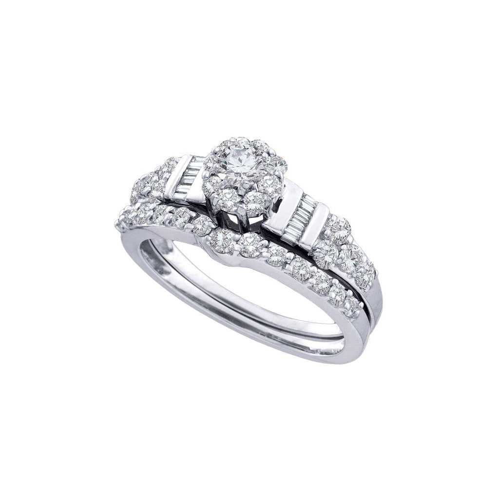 14K Yellow Or White Gold Womens Round Diamond Bridal Wedding Engagement Ring Band Set 1.00 Cttw