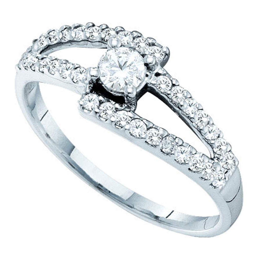 14kt White Gold Womens Round Diamond Solitaire Bridal Wedding Engagement Ring 1/2ctw