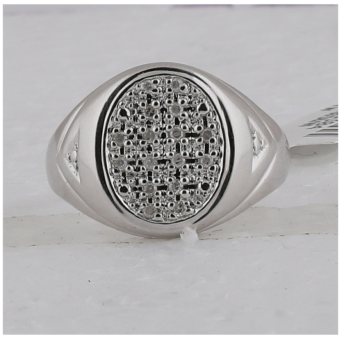 Sterling Silver Mens Round Diamond Oval Cluster Ring 1/6 Cttw, Mens Size: 7-13