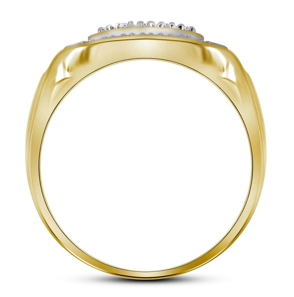 Sterling Silver Mens Round Diamond Square Frame Cluster Ring 1/10 Cttw, Mens Size: 7-13