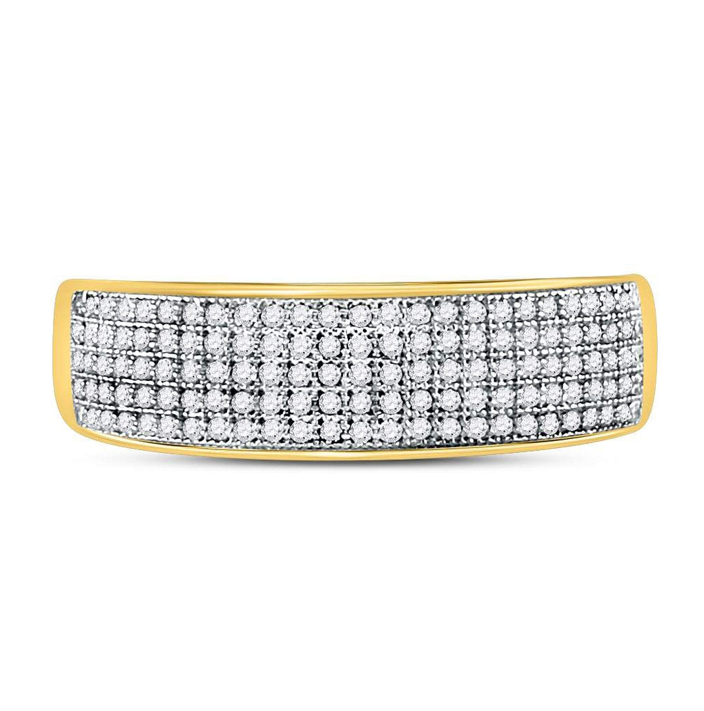 10K Yellow Gold Mens Round Diamond Wedding Band Ring 3/8 Cttw, Mens Size: 7-13