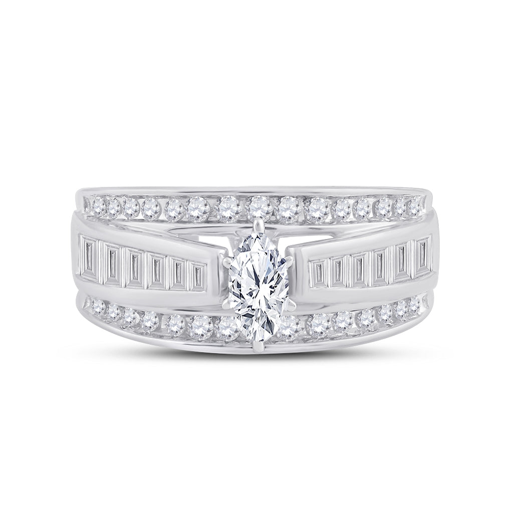 14K White Gold Marquise Diamond Solitaire Bridal Wedding Engagement Ring 1 Cttw, Womens Size: 5-10