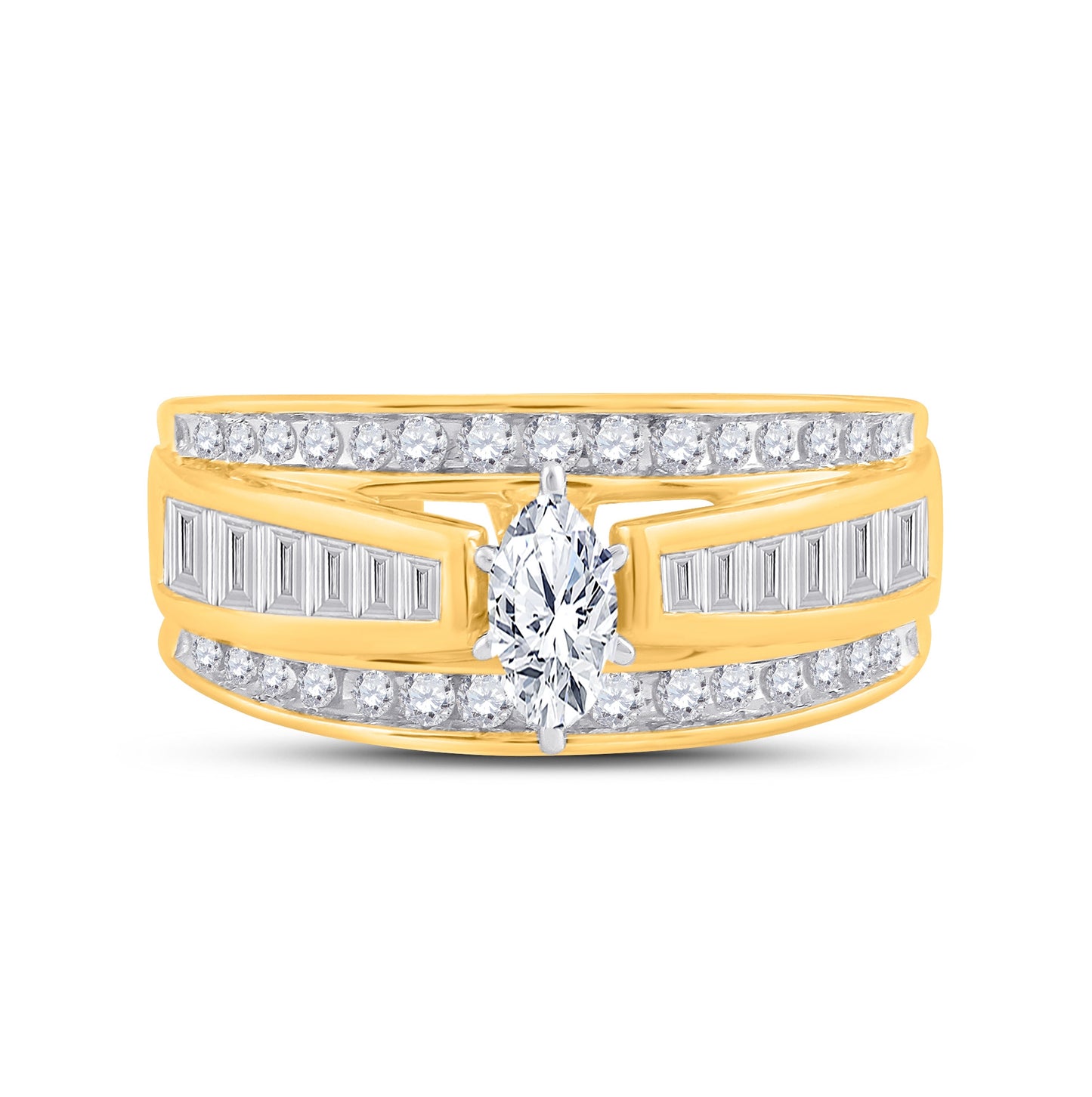 14K Yellow Gold Marquise Diamond Solitaire Bridal Wedding Engagement Ring 1 Cttw, Womens Size: 5-10