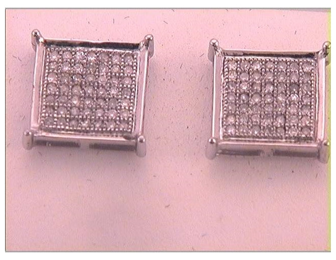 10kt White Gold 1/3ct Diamond Micro-pave Mens Earring